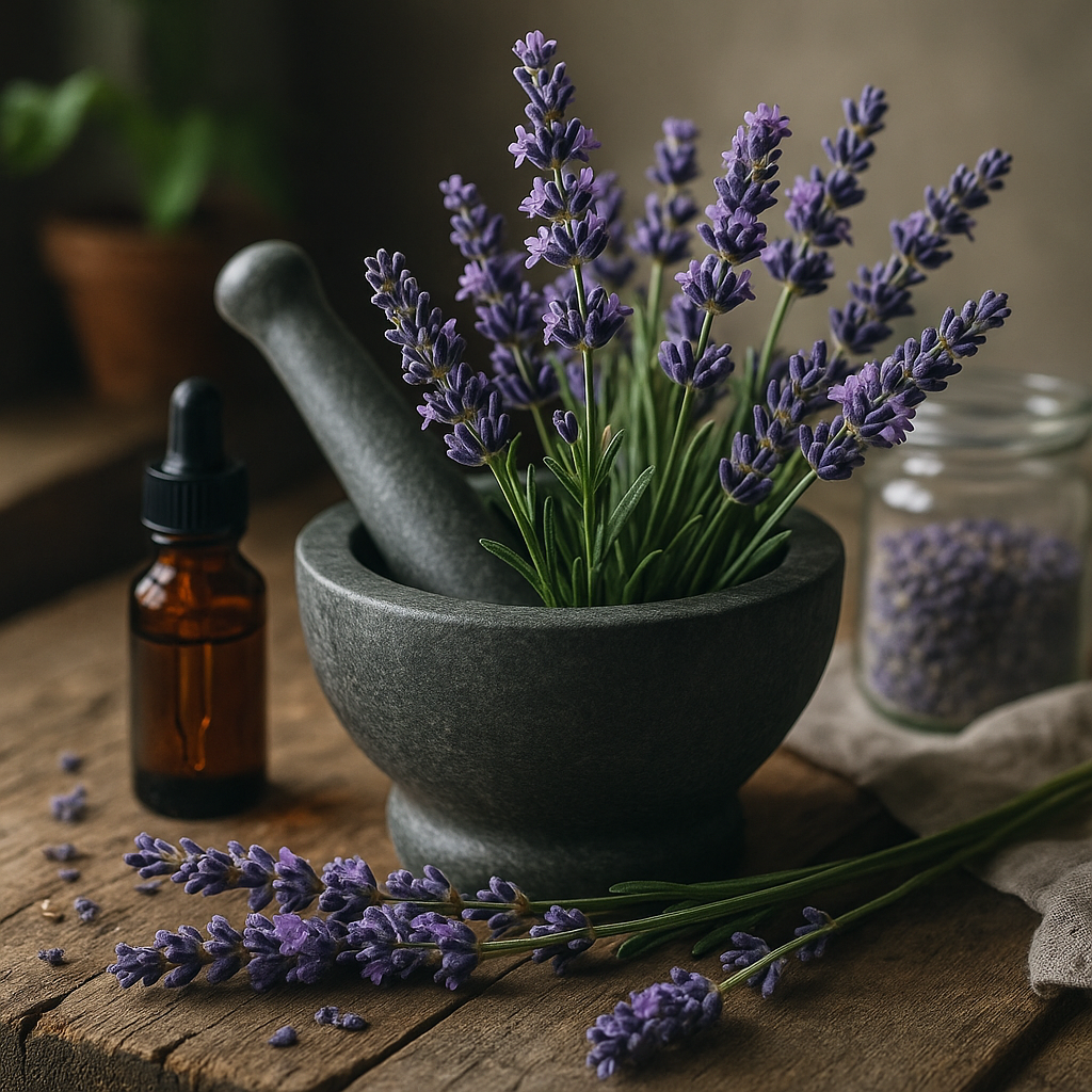 Aceite de lavanda y flores secas para ansiedad